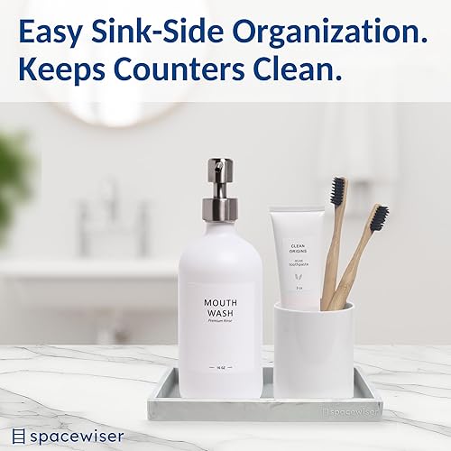 Miniatura 4 de Bandeja de encimera y tocador, pequeña bandeja de silicona de 7.7 pulgadas para botellas dispensadoras de jabón, soporte de esponja para organizador