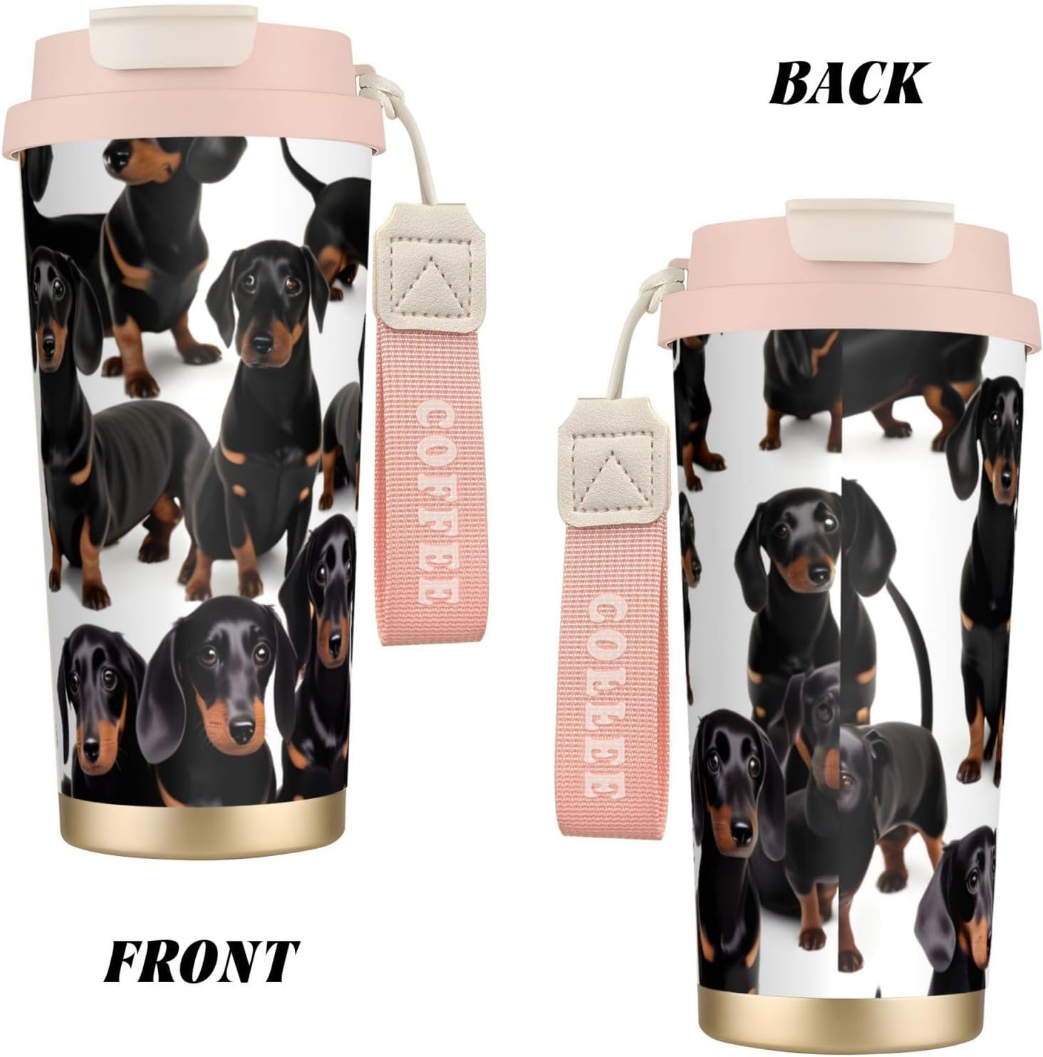Dachshund Weiner Pet Dog Print Leakproof Insulated Coffee Mug,Stainless Steel Dual Drink Travel Tumbler,17 OZ
