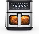 NEWBULIG Air Fryer 6.34QT Airfryer with Visible Window 400℉ Fast Heating Stainless Steel Air Fryers Oven with Nonstick and Dishwasher-Safe Basket 8-in-1 Cooking Preset with Timer Auto-Off — image 1