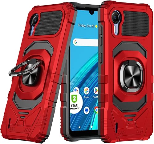 Miniatura 9 de Funda compatible con Cricket Debut S2, Att Calypso 4, con protector de pantalla de vidrio templado, cubierta protectora resistente a prueba
