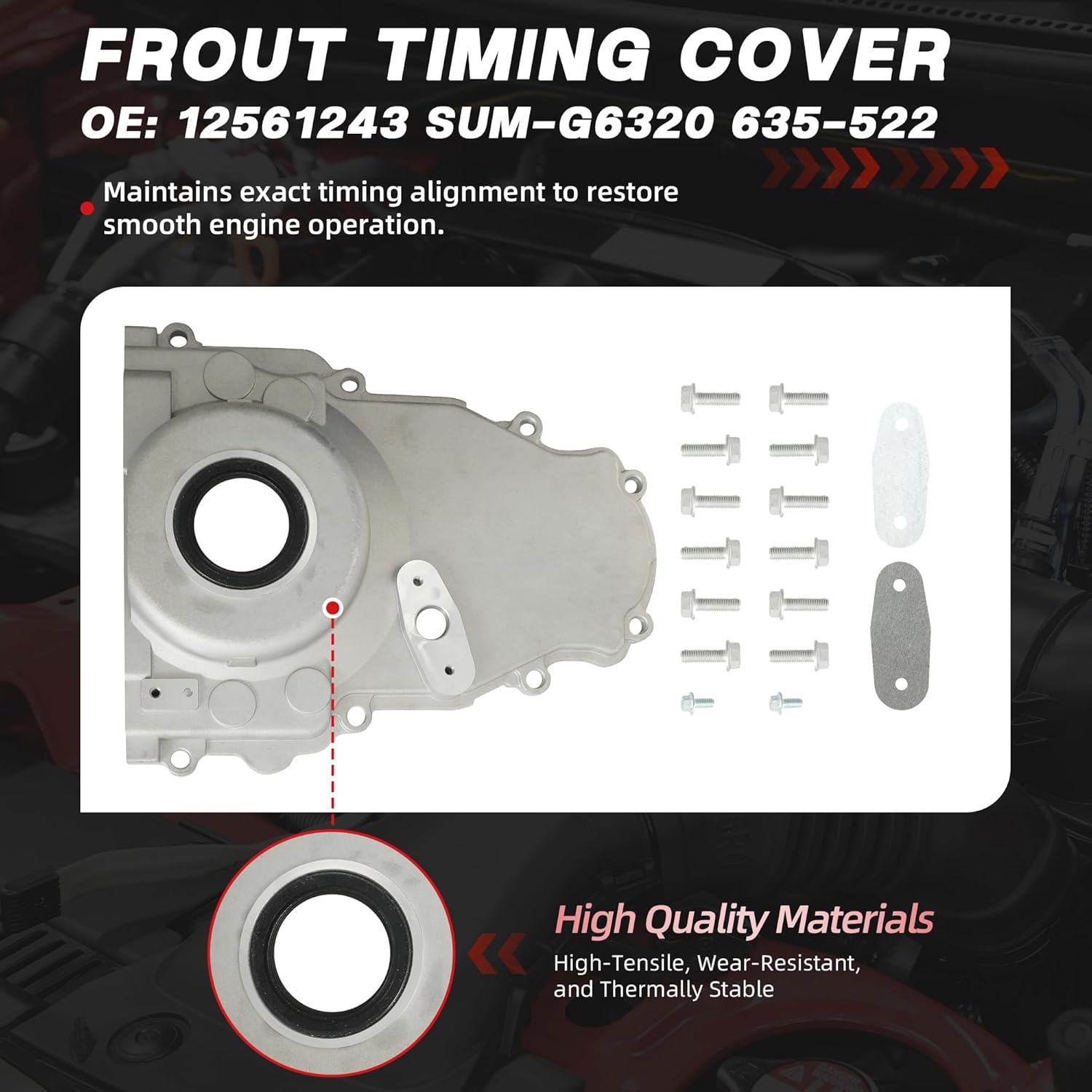 LS Front Timing Cover Gasket Set Fit For Buick Rainier Cadillac CTS GMC Savana Sierra Silverado Pontiac G8 GTO Chevrolet SS Suburban Tahoe 4.8L 5.3L 6.0L 6.2L 2005-2010 12633906 12600326