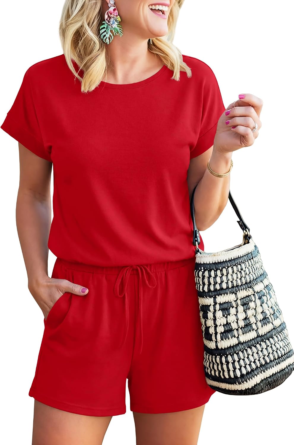 ANRABESS Rompers for Women Summer 2026 Casual Dressy One Piece Tshirt Short Pants Jumpsuit Beach Vacation Outfit Clothes