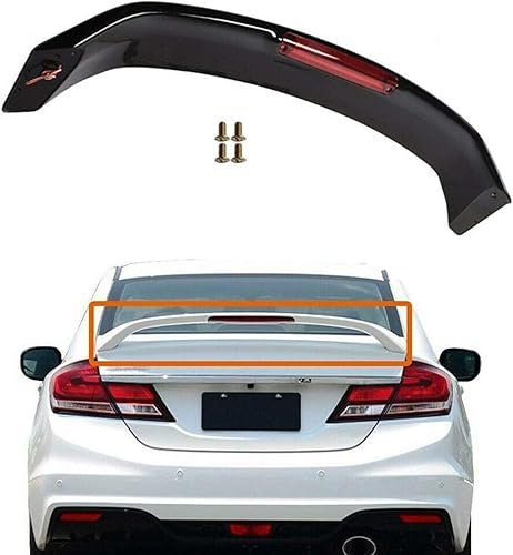 Alerón de maletero negro brillante con lámpara de freno de repuesto para Honda Civic 4 puertas Sedan 2013-2015