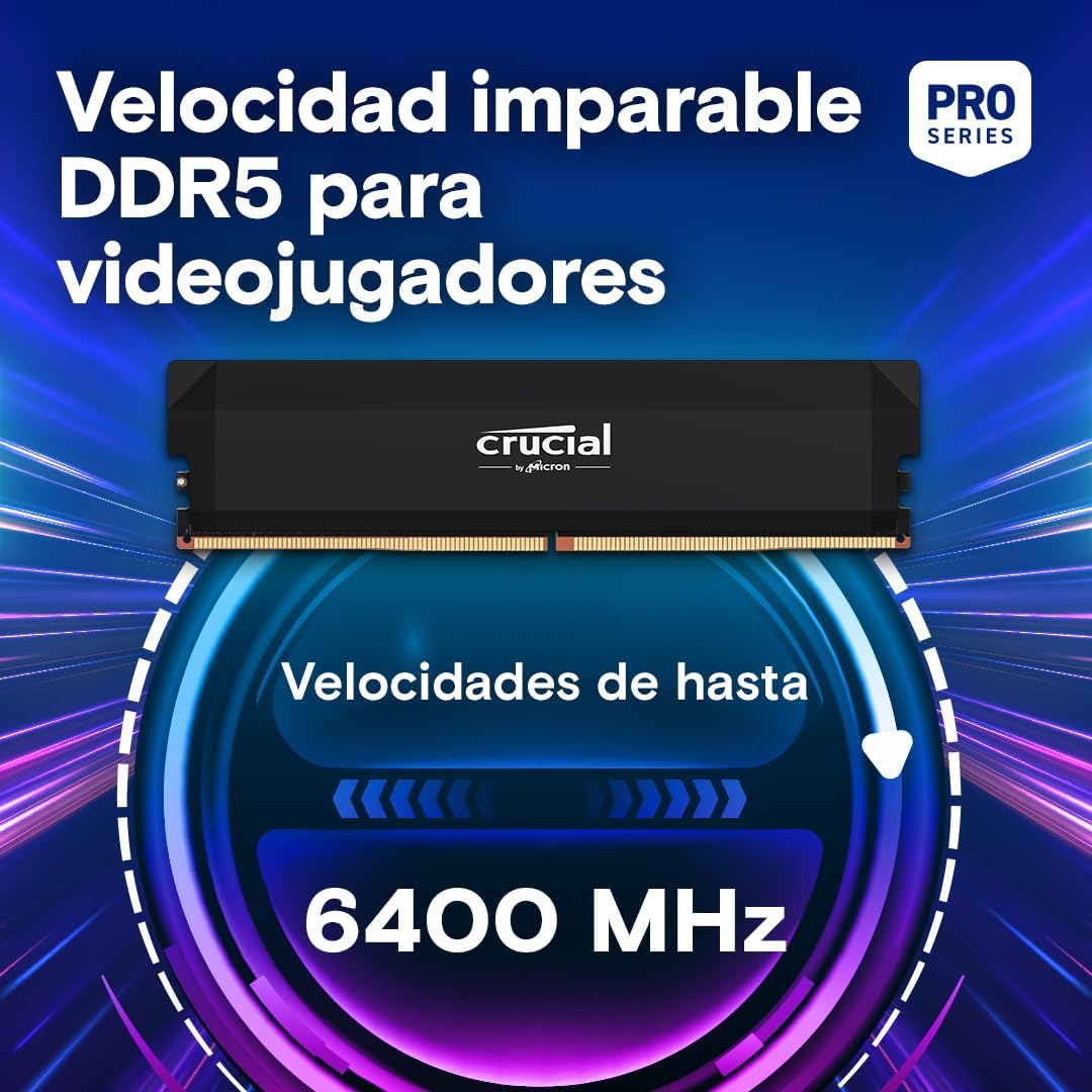 Crucial Pro RAM DDR5 32GB (2x16GB) 6000MHz CL36, Overclocking Gaming, Intel XMP 3.0 / AMD Expo, PC Memoria, Negro – CP2K16G60C36U5B 3