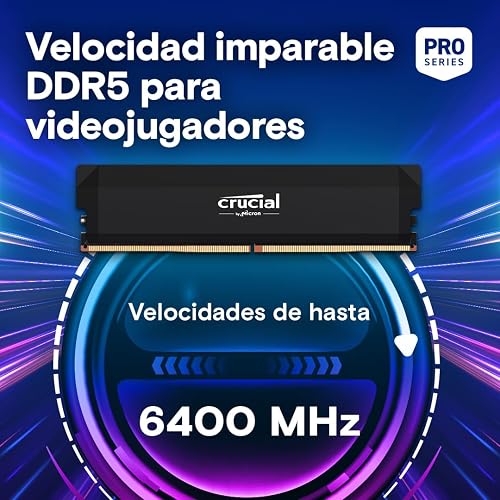 Crucial Pro DDR5 RAM 32GB Kit (2x16GB) 6000MHz CL36, Overclocking Gaming, Intel XMP 3.0 / AMD EXPO, Computer Memory (PC), Black - CP2K16G60C36U5B - 2