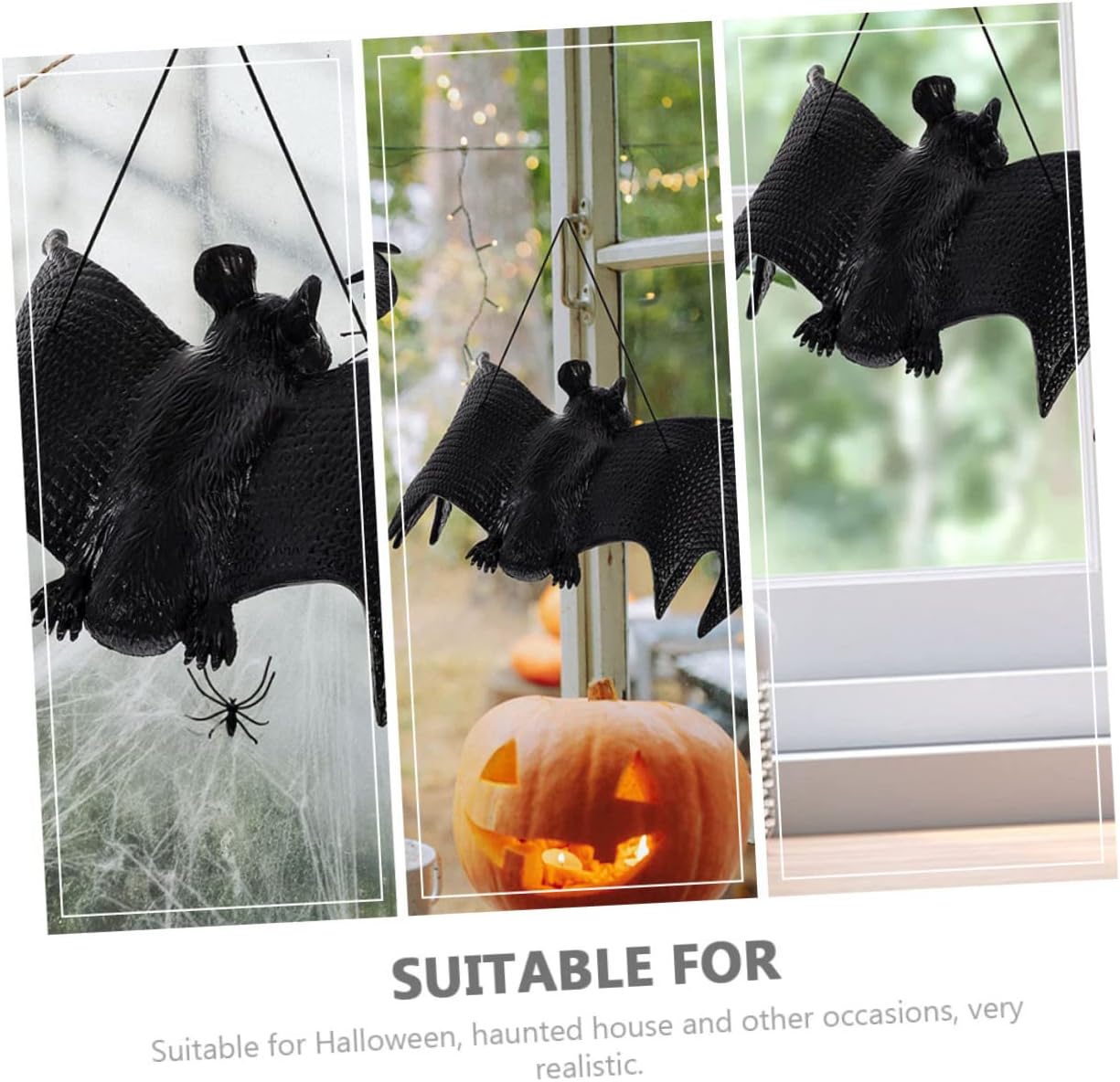 ibasenice 10Pcs Halloween Bat Pendant Realistic Rubber Hanging Decor for Halloween Scene for Wall Ceiling and Window Decorations Creative Halloween Supplies