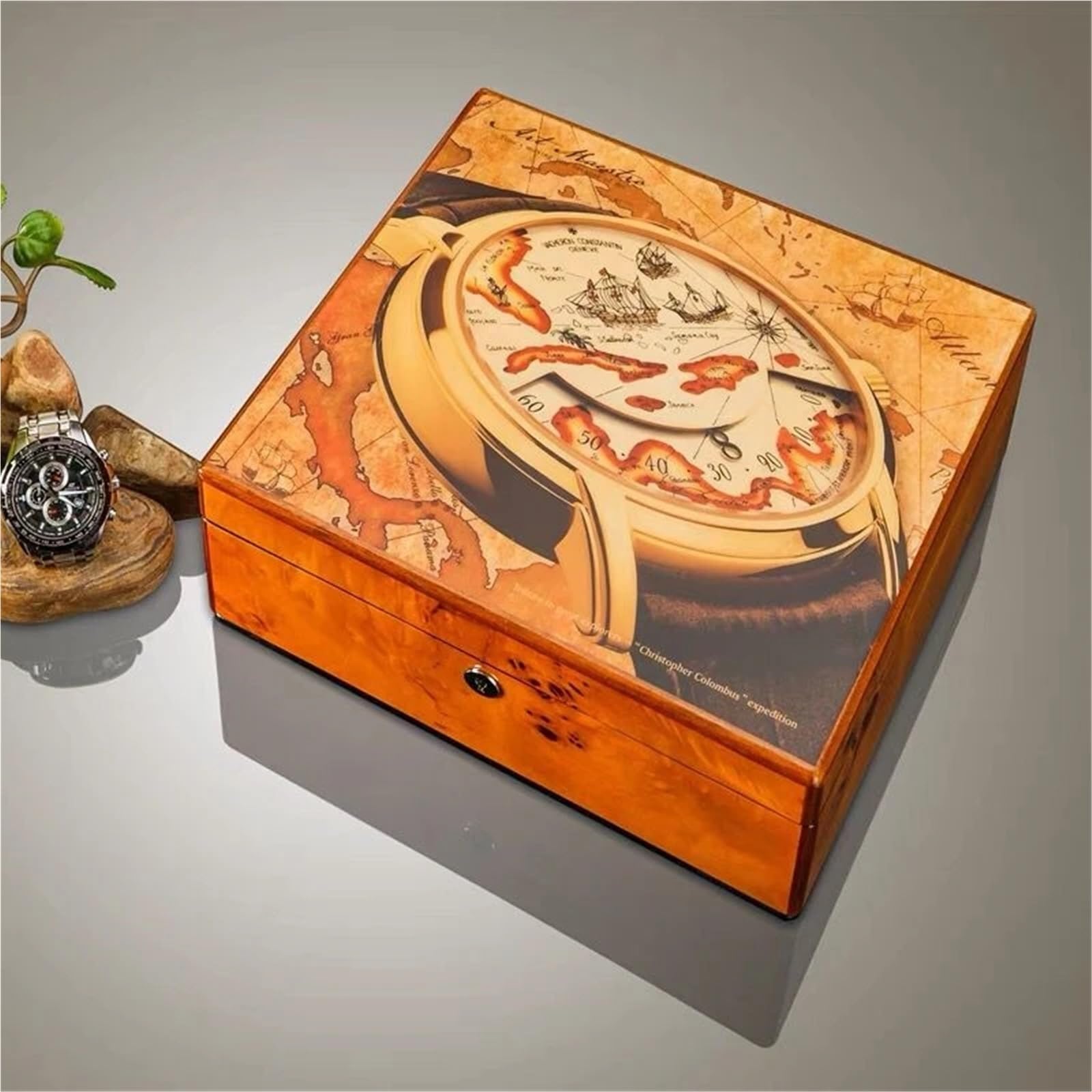 Cajas de almacenamiento relojes madera con 8 ranuras