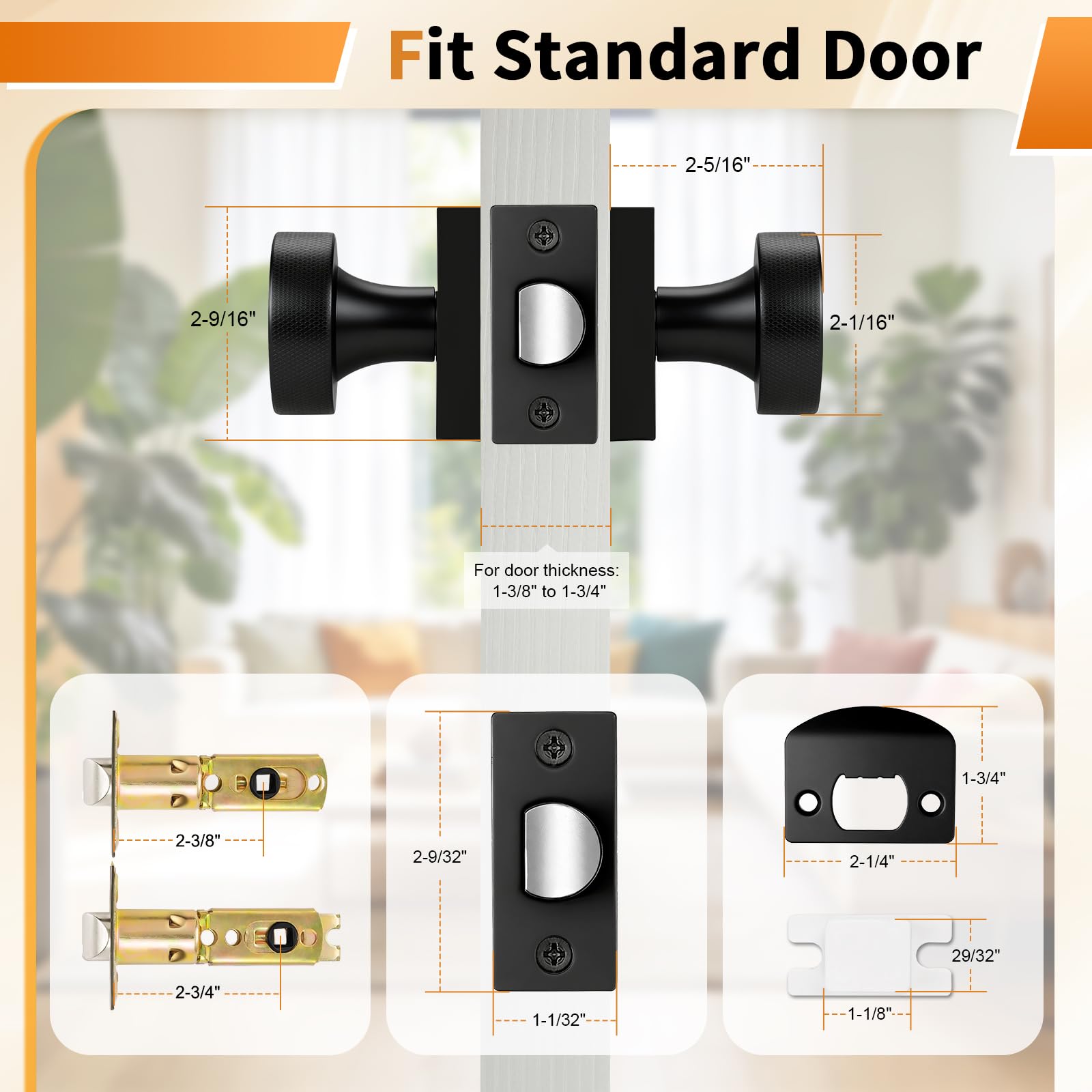Probrico Black Door Knobs - Modern Passage & Interior Knobs -6
