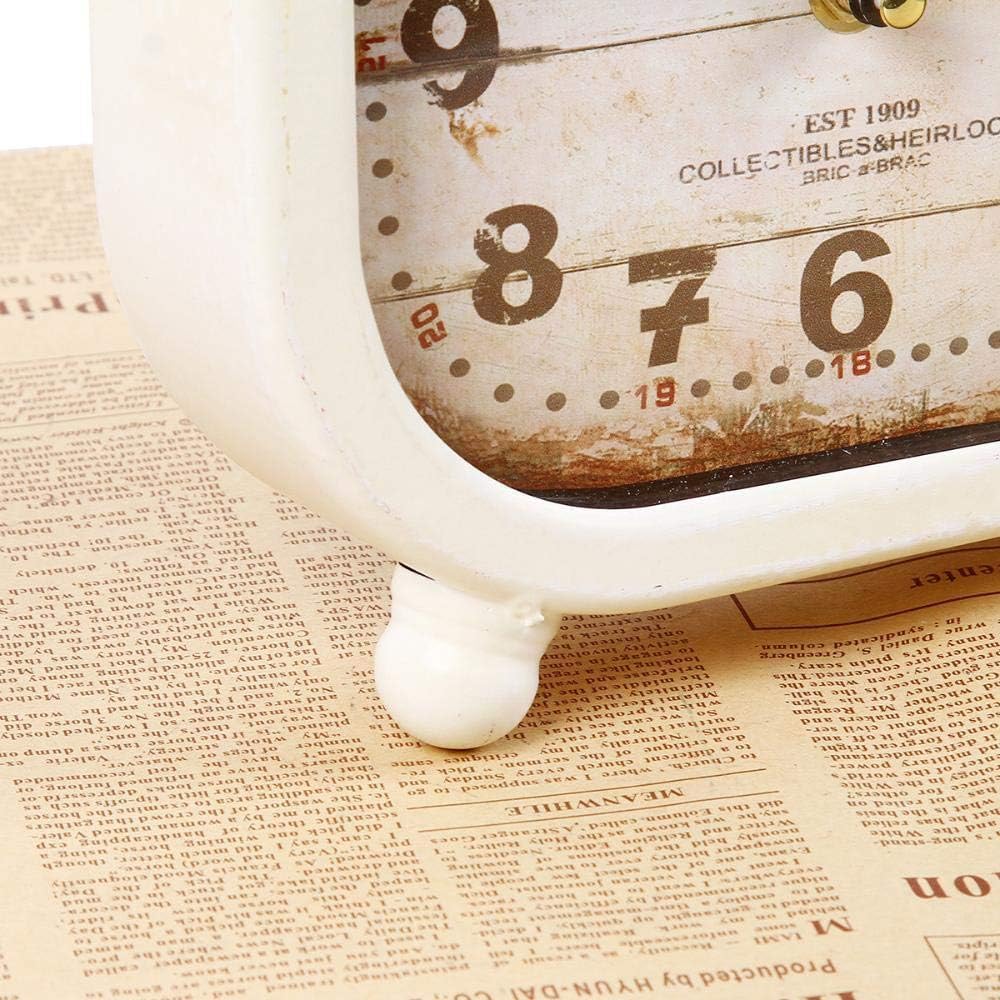 Mantel Clock Retro Square Creative One-Sided Mute Clock Office Ornaments Home Craft Decorations 20x7x25cm