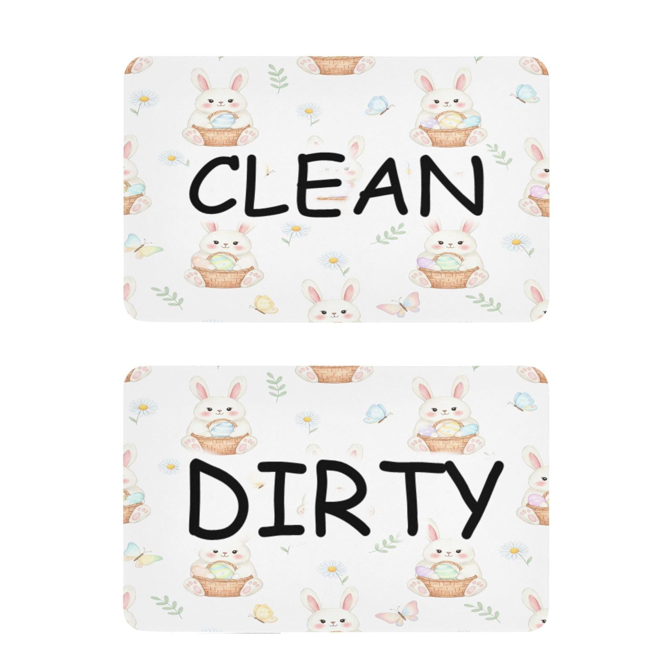 Kutsu Dishwasher Magnet Clean Dirty Sign Indicator, Bunny Fridge Magnet, Easy to Read, 2 Pack