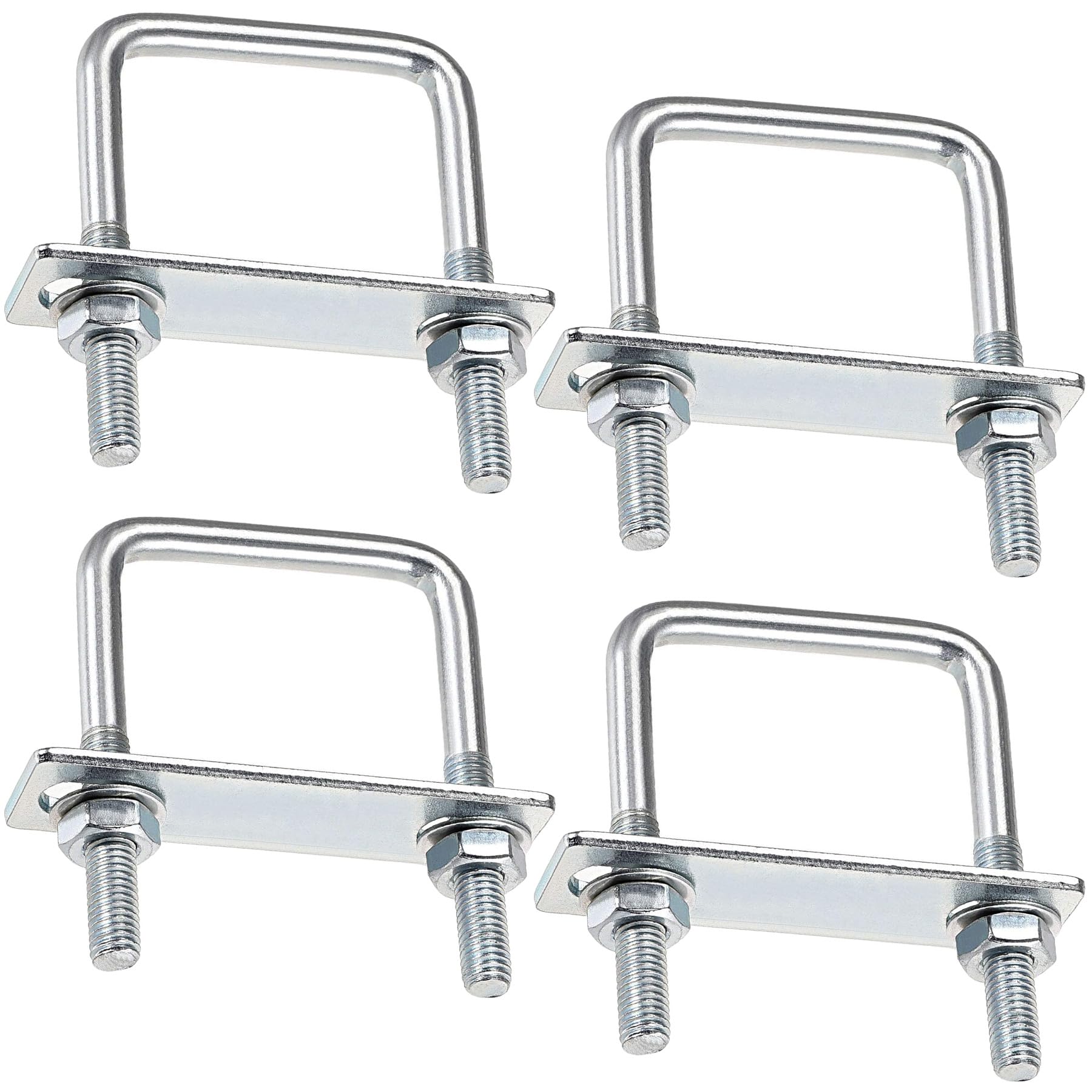 LEPEVNEY 4 Sets M8 Square U-Bolts 50mm Inner Width 80mm Length with Nuts, Plates & Washers, Gasket for Automobiles Trailer Ski Boat Fishing Boat Pipelines - M8*50 * 80