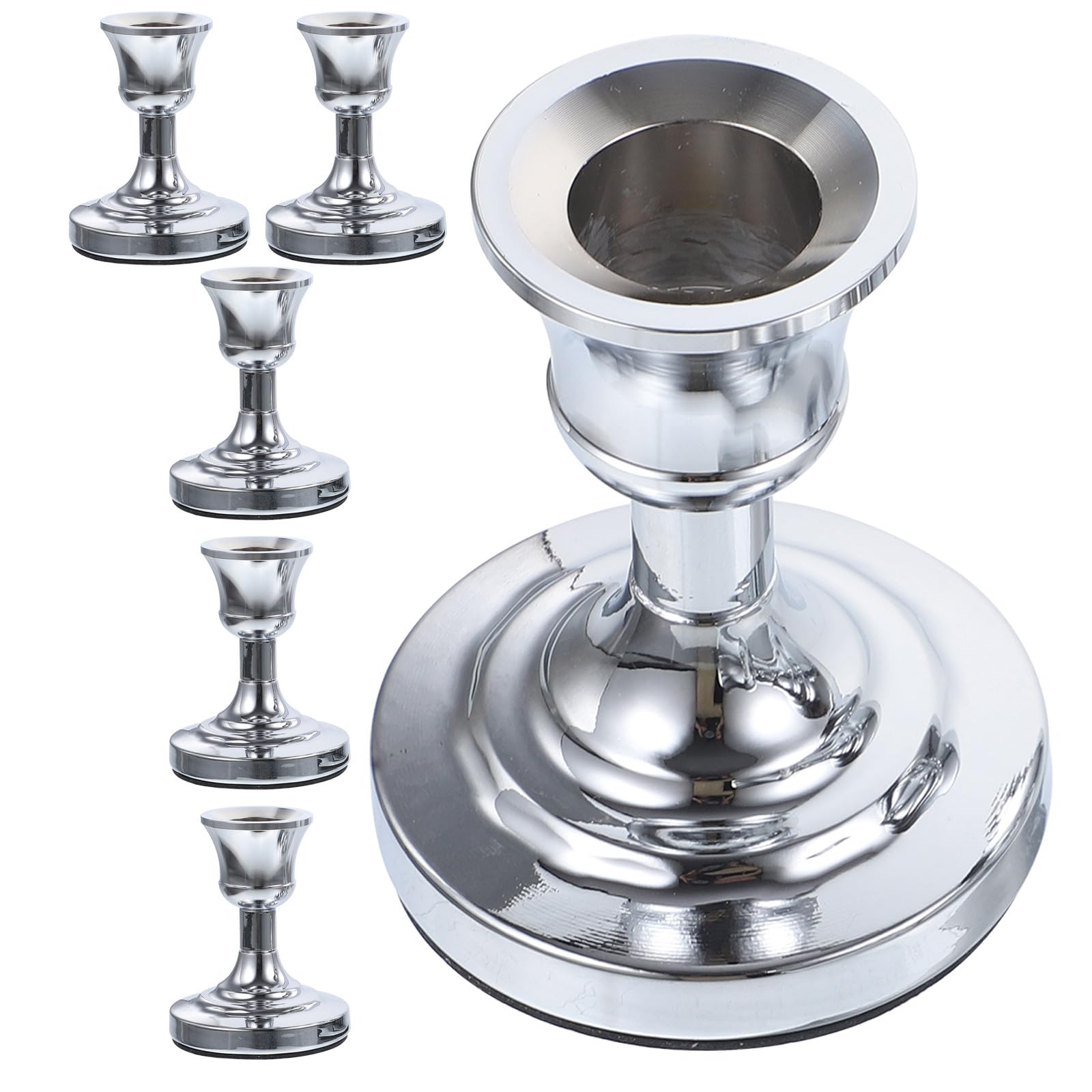 Bougeoir argenté vintage Cabilock avec base lestée pour décoration de table | Lot de 6