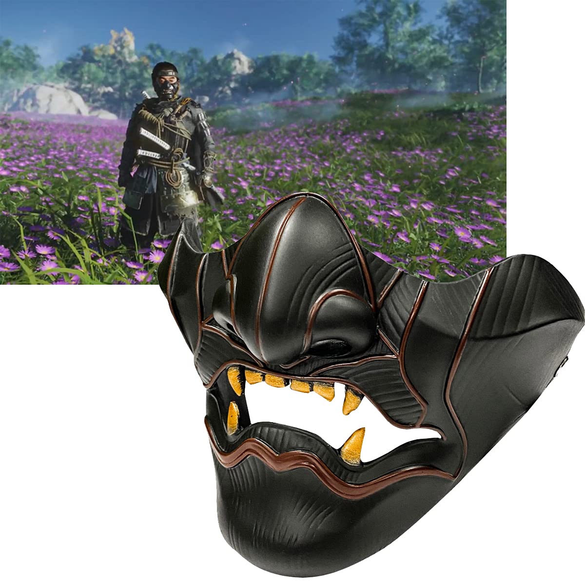 NOA Ghost Mask Warrior Character Masks Half Face Cool Japanese Solider Novelty Halloween Party Cosplay Costume Party Prop