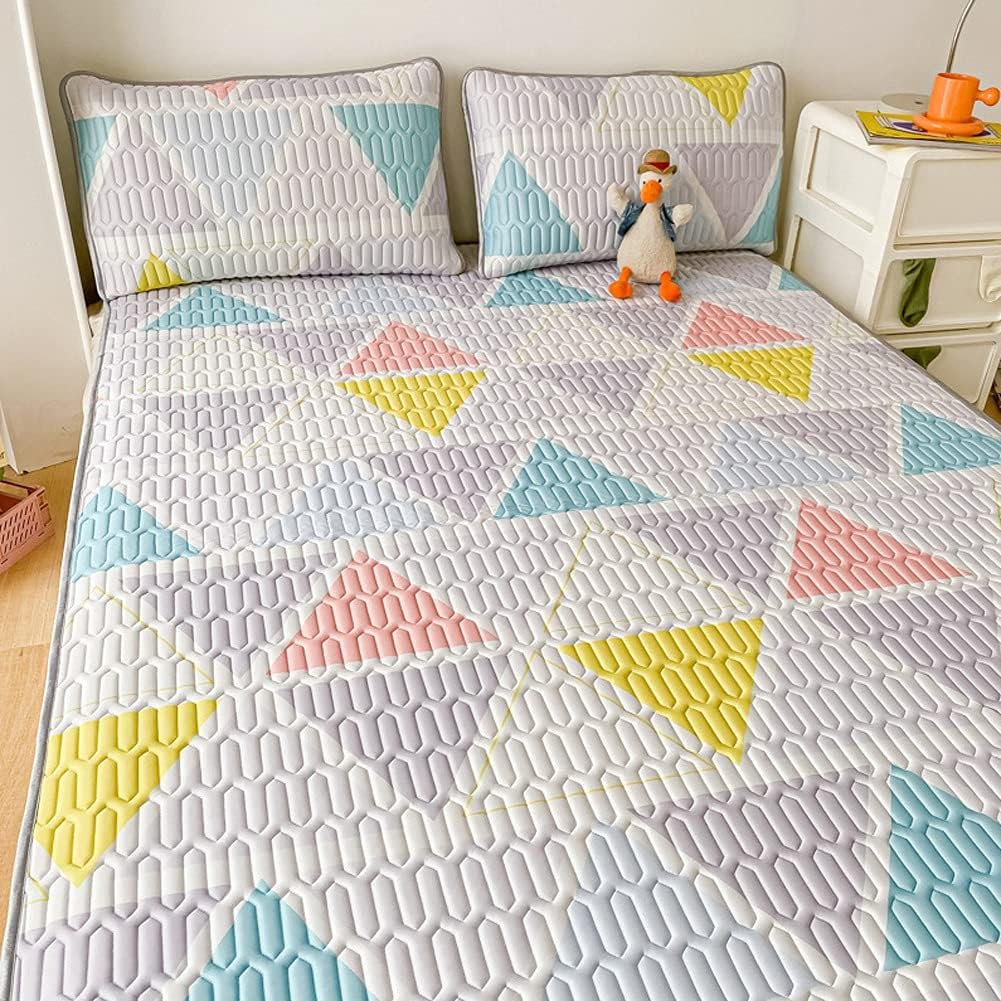 Ice Silk Latex Summer Mat Can Be Washed and Folded Summer Student Dormitory Single Summer Children's Three-Piece Air-Conditioning Mat (Color : Multi-Colored, Size : 1.8m Bed) (Multi colored)