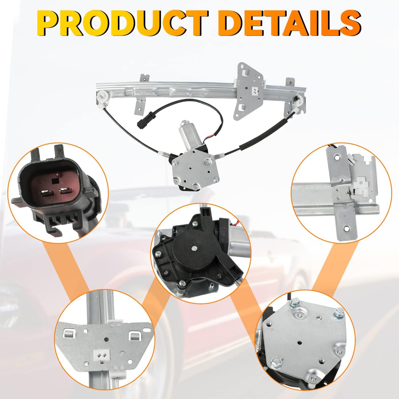 Rear Left Driver Side Power Window Regulator - with Window Motor Assembly - Compatible with Dodge 1998-2003 Durango 2000-2004 Dakota Quad Cab - Replace# 741-598