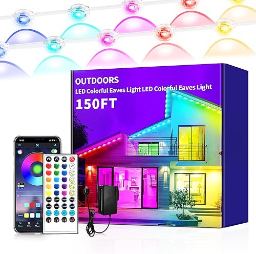 Miniatura 10 de Luces permanentes para exteriores de 500 pies, luz LED RGB inteligente para Navidad, control remoto por aplicación, IP67, impermeable, aleros de