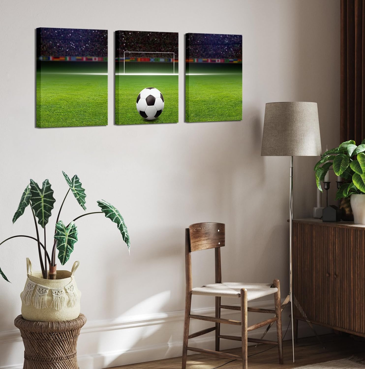 Soccer Decor Football Canvas Wall Art Modern Artwork for Bedroom Living Room and Office Wall Decoration Stretched and Framed Easy to Hang 12''x 16''x 3 Panels - Image 3
