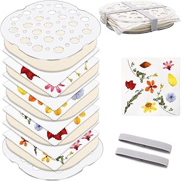 Coldairsoap Microwave Flower Press Kit, Flower Press for Adults 4 Layers 8" x 8" Quickly Pressing Kit, DIY Pressed for Art, Resin Crafts, Scrapbook & Preserving Gift Plant Press