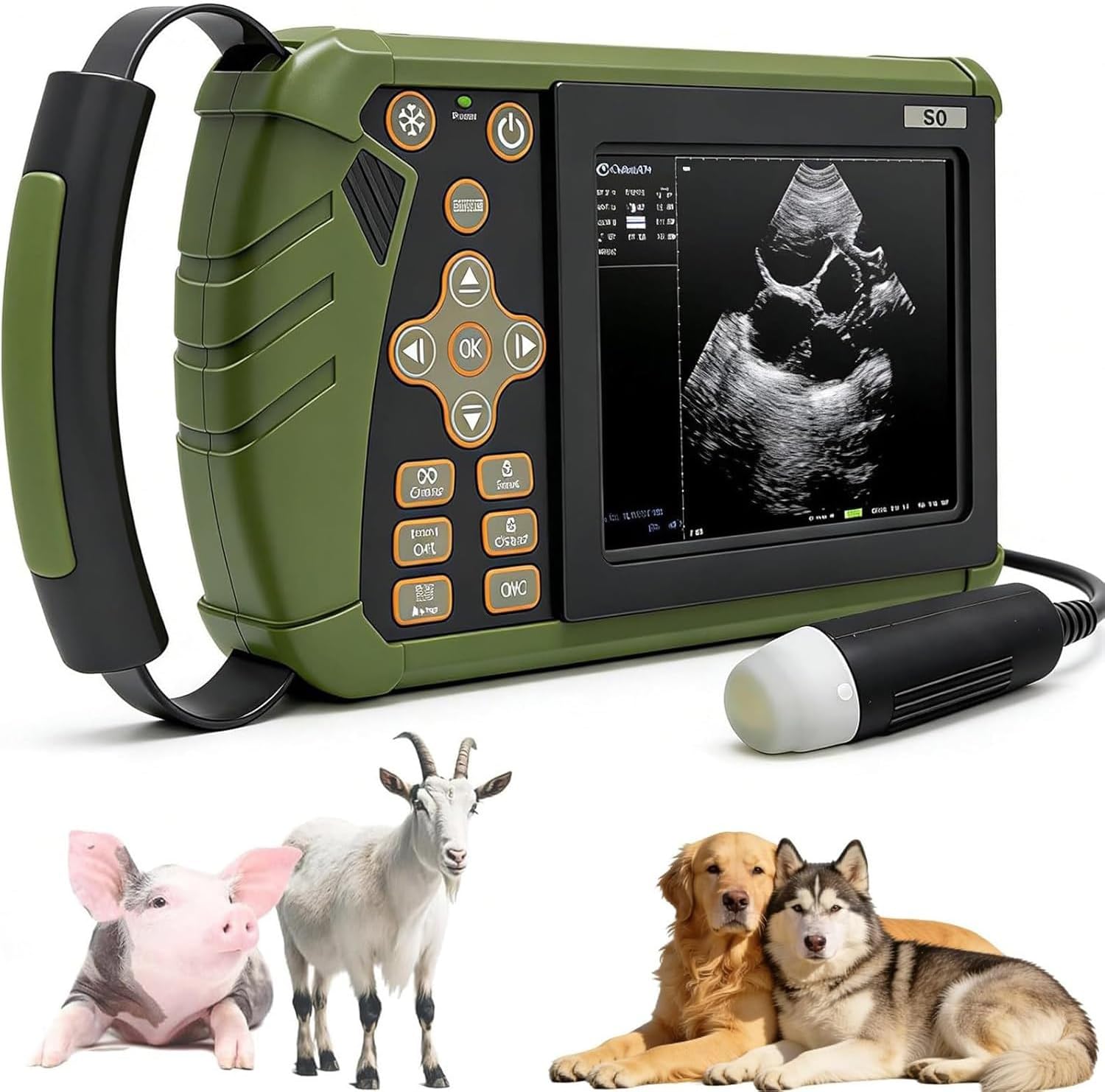 Veterinary Ultrasound Scanner, Professional Vet Ultrasound Machine Portable Veterinary Handheld Scanner B-Ultra Sound with 3.5MHz Probe for Pig, Sheep, Goat, Dog Use