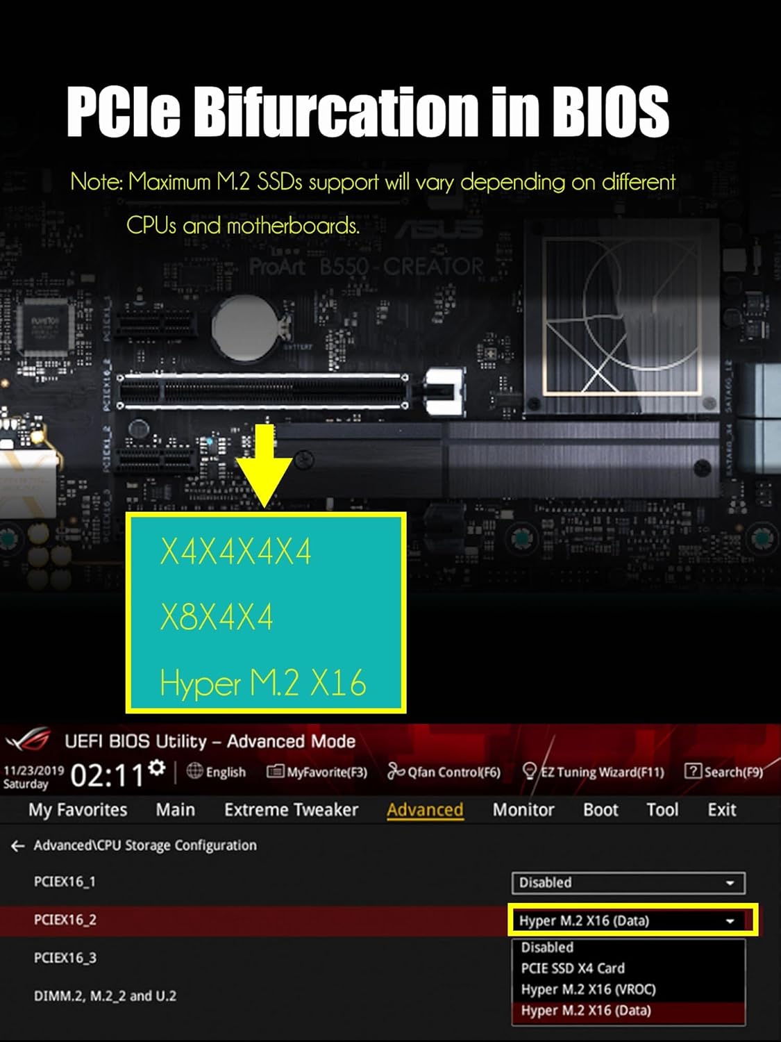 GLOTRENDS PA40 Quad M.2 NVMe to PCIe 3.0 X8 Adapter with PCIe Bifurcation Function, Support 22110/2280/2260/2242/2230 Size