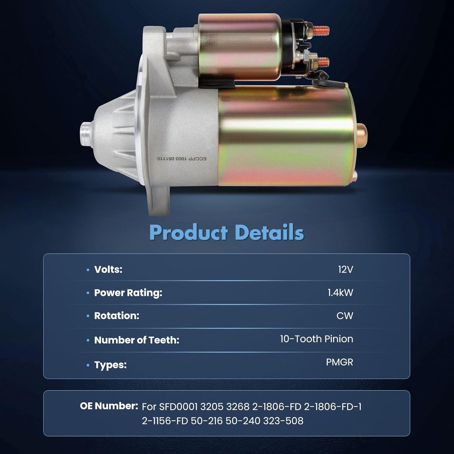 ECCPP Starter Motor for Ford Bronco 1992-1996 5.0L 5.8L Country Squire/Crown Victoria 1990 1991 5.0L E-Series Vans 1992-1996 4.9L 5.0L 5.8L for F-Series Pickups 1997 1998 4.2L for Mustang 1994-2004