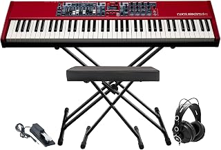 Nord Electro 6D 73 73-Note Semi-Weighted Waterfall Keybed Bundle with Adjustable Keyboard Stand, Adjustable Double X Bench, Sustain Pedal, and Closed-Back Headphones (5 Items)