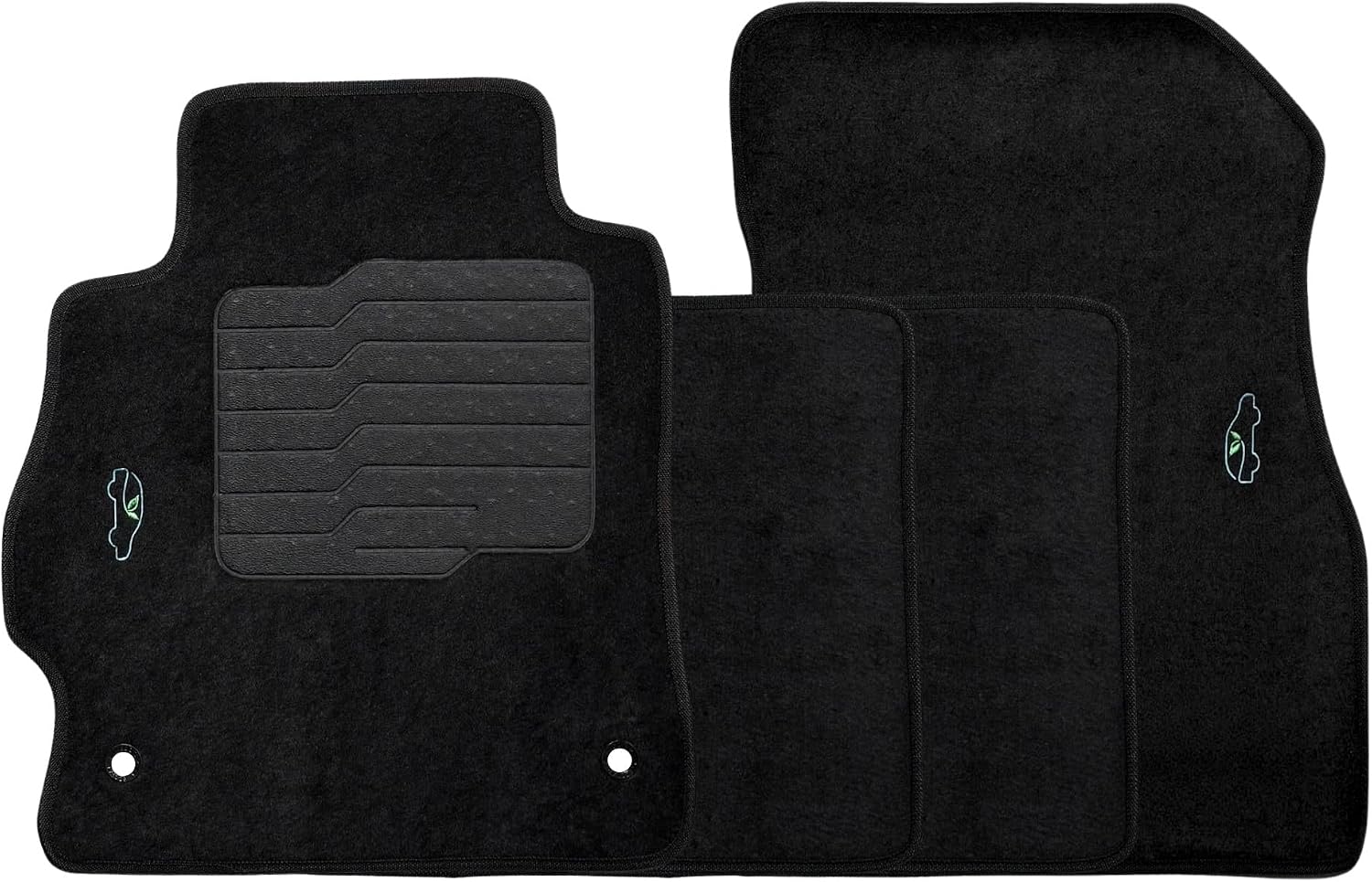 ecoMats Carpet Floor Mats Compatible with 2020 to 2025 Nissan Versa with Non-Slip Driver Heel Pad and Safety Locks, Front and Rear Set, Black, (Not for Versa Note)