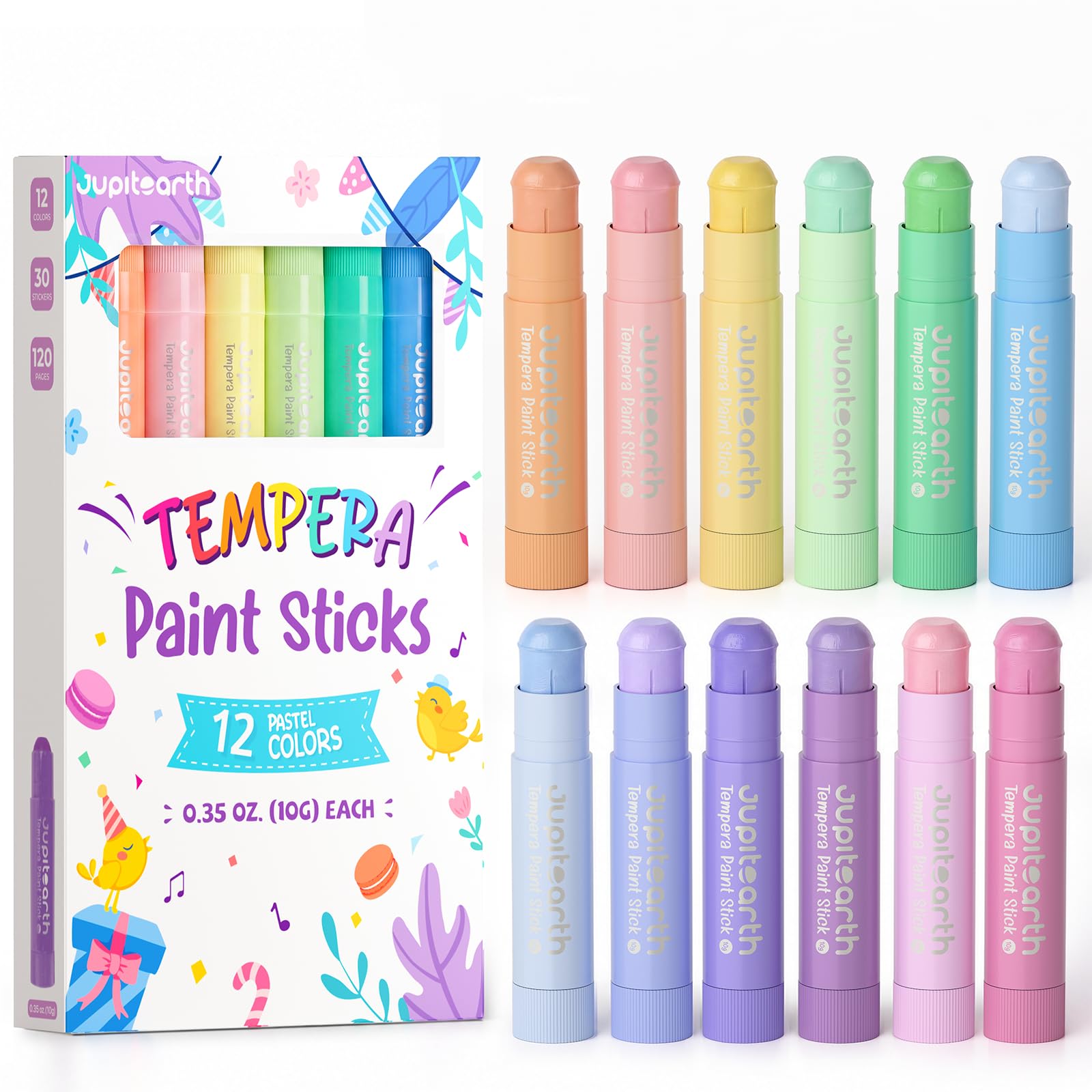JUPITEARTH Tempera Paint Sticks - 12 Colors -9