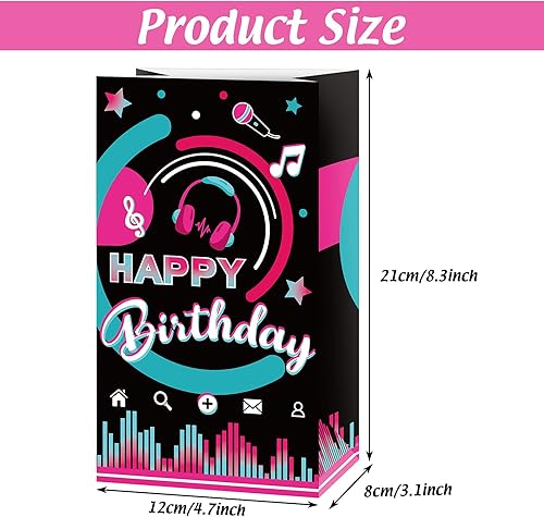 Miniatura 2 de Sumind 24 bolsas de recuerdos de fiesta temática musical, bolsa de regalo de cumpleaños, regalos de fiesta de karaoke con temática Kpop para niños,