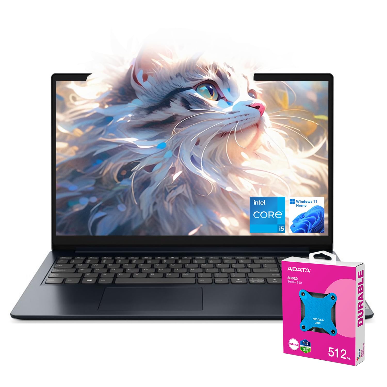 Lenovo IdeaPad 1i Laptop, 15.6" FHD Touchscreen, Intel Core i5-1235U Processor, 16GB RAM, 512GB SSD, Webcam, HDMI, Wi-Fi 6, Windows 11 Home, Blue +