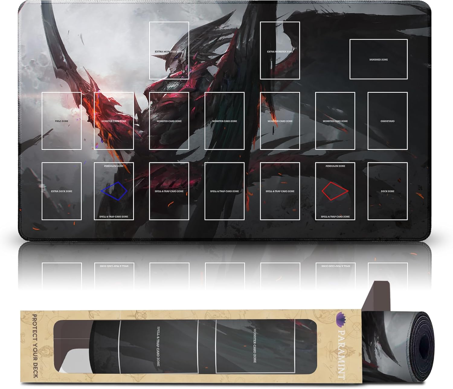 Destiny Hero - Destroyer Phoenix Enforcer (Stitched) - TCG Playmat – Master Rule Duel Field Zones, Large 1-Player Japanese Anime Card Game Mat
