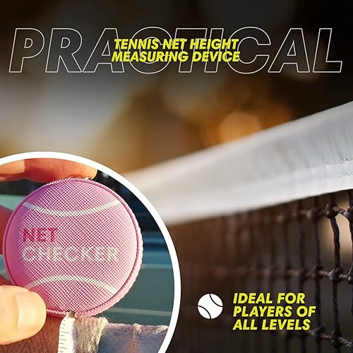 Miniatura 10 de Scoring Right Mini cinta métrica y llavero de altura de red de tenis, cinta métrica flexible portátil de 59 pulgadas para medir la altura de la red