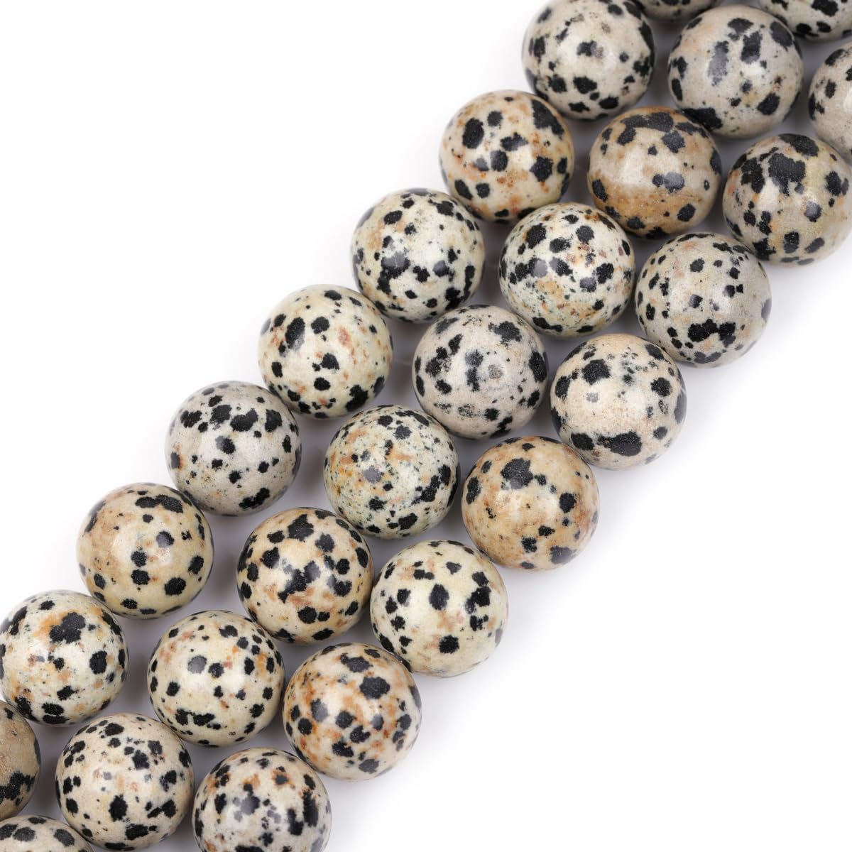 Gem-Inside Create Your Own Fashion Dalmatian Jasper 14Mm Gem-Inside Natural 14Mm Dalmatian Jasper Round Gemstone Semi Precious Loose Beads For Jewellery Making 15''