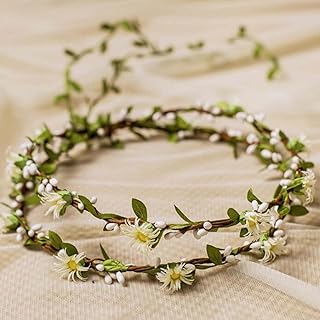 Haarbänder Floral Girlande für Damen Hochzeit,Braut Haarschmuck mit Blumenkranz, Perfekter Kopfschmuck für Brautjungfern und Hochzeiten, Blumenkranz Blume Krone Stirnband
