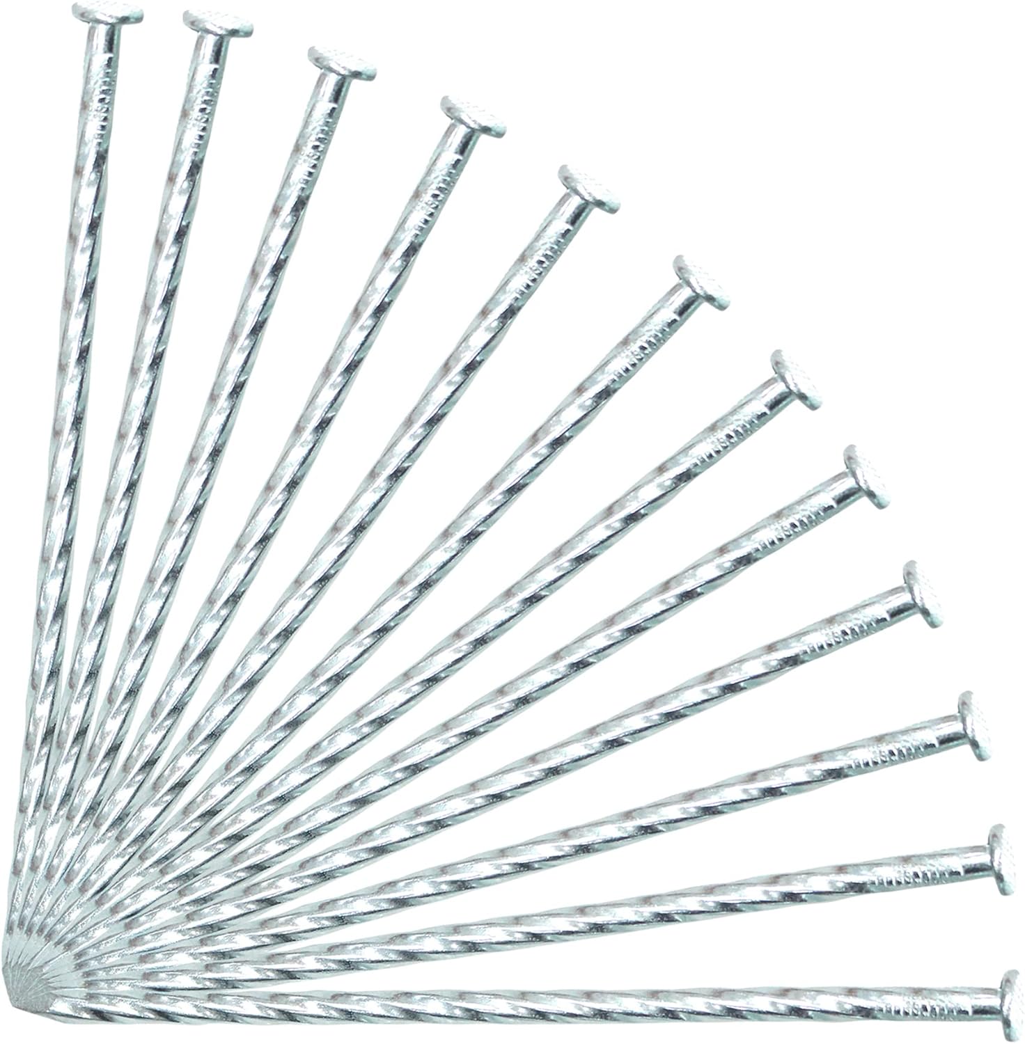 50/100/150 Pack 6" Solid Galvanized Non-Rust Metal Garden Stakes Spiral Landscape Edging Anchors for Paver Edging, Gardening, House Construction, etc (150)