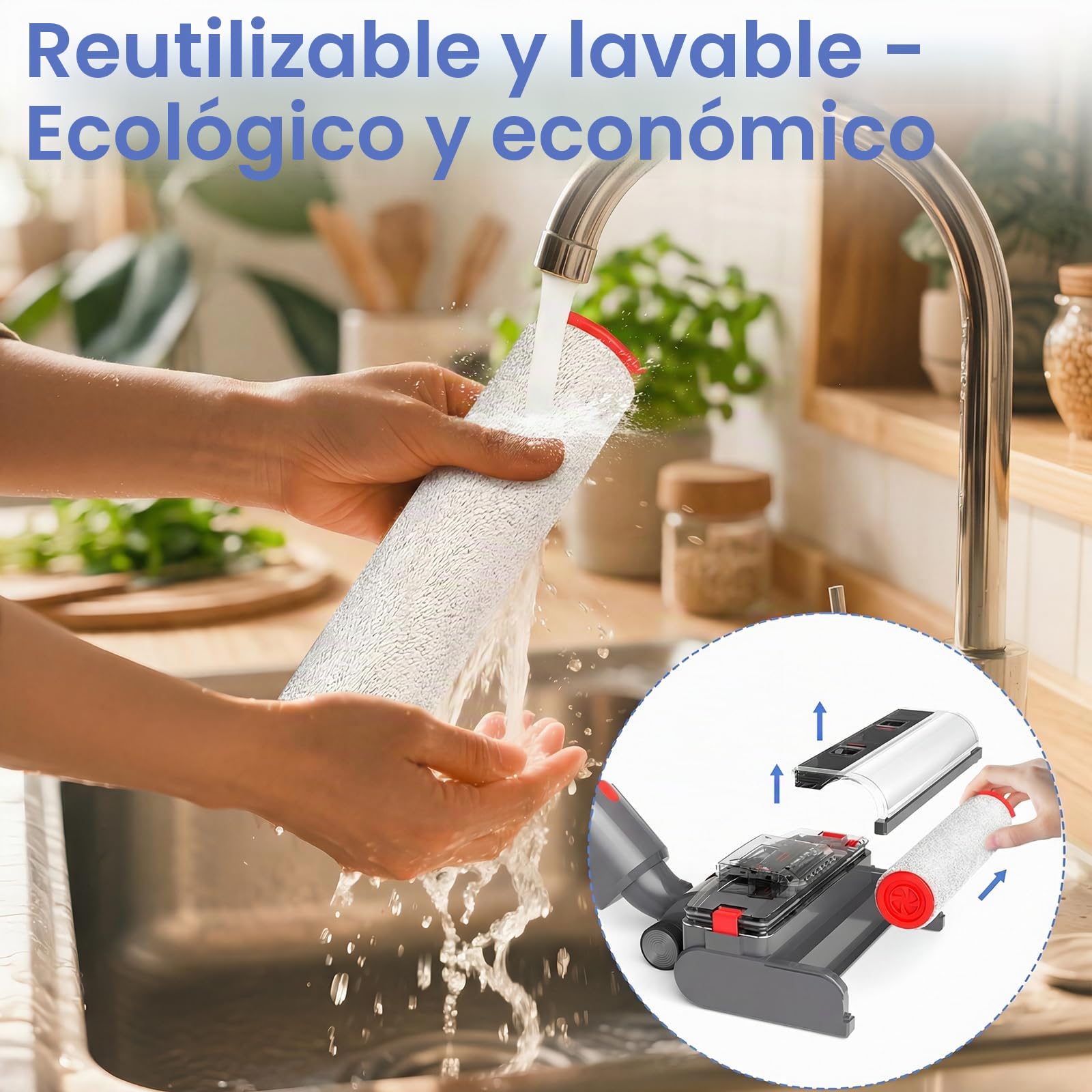 Cepillo limpiador compatible con aspiradoras Dyson V7/V8/V10/V11/V15, 2 en 1, fregona eléctrica con depósito de agua limpio y sucio, al mismo tiempo aspirar y limpiar, negro