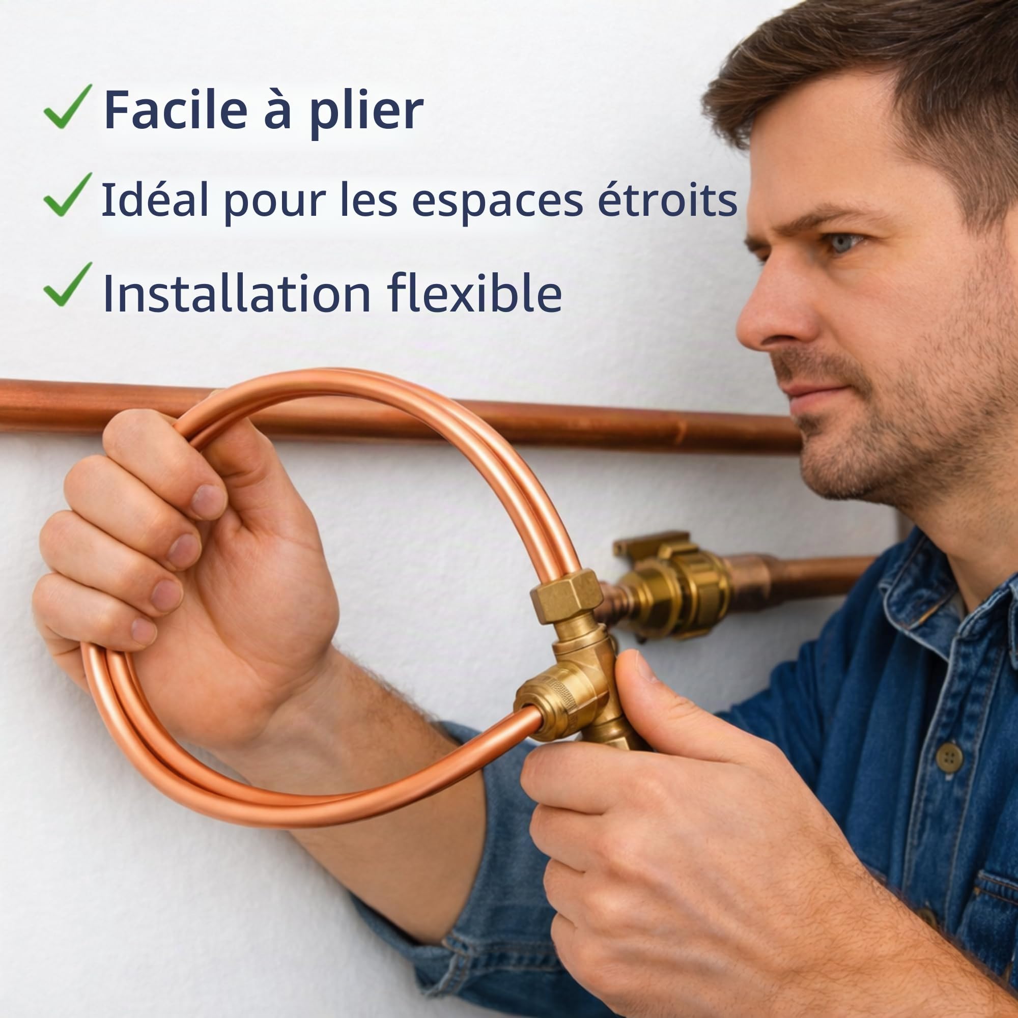 Microbore Tuyau en cuivre flexible spiralé pour installations d'eau/gaz/plomberie et bricolage (10 mm, 2 m)