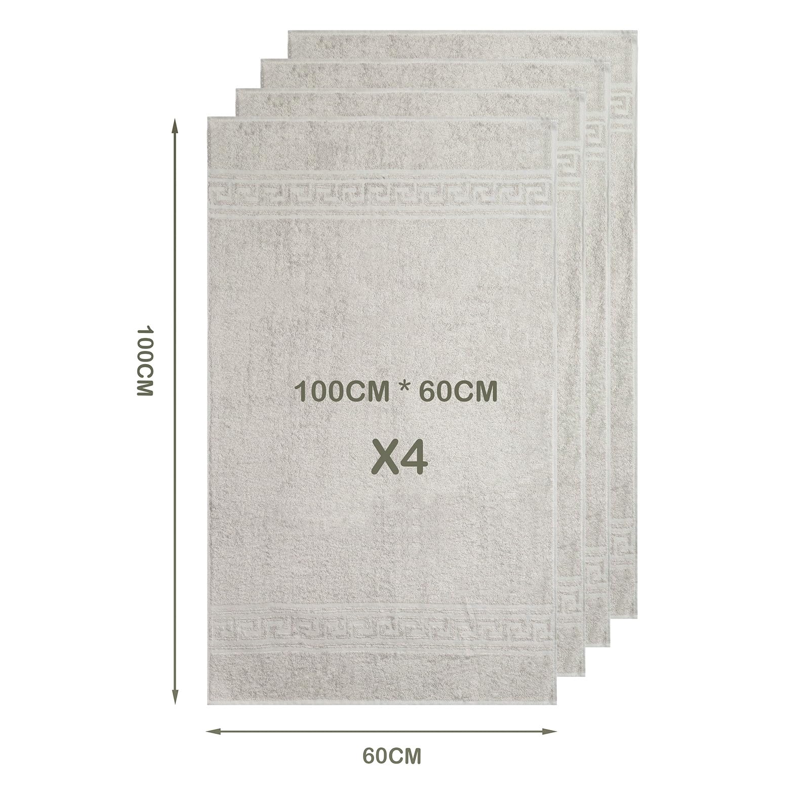 nice homeit Set in 4 Asciugamano in 100% cotone filato ad anello – Adatto sia per uso quotidiano che sportivo – Extra Morbidi e Assorbenti. MADE IN ITALY – 60 X 100CM (TORTORA)