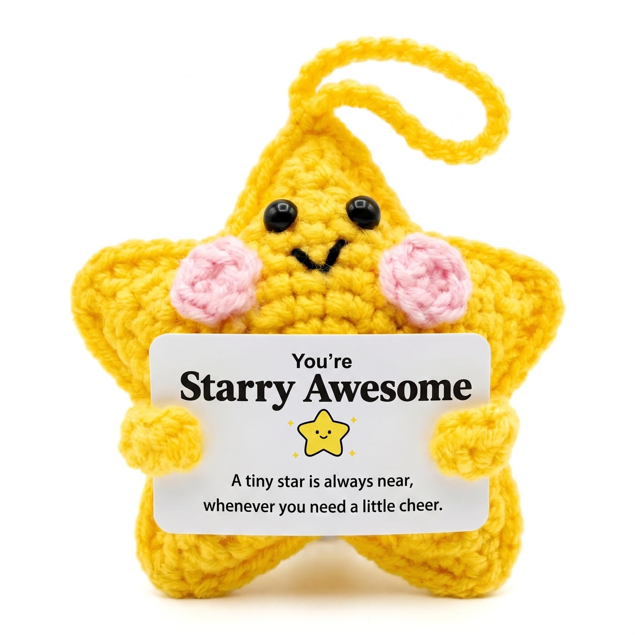 Gifts for Women Handmade Crochet Star Plush with Cheer Up Card Cute Decor