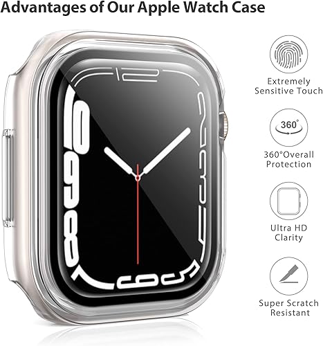 Miniatura 4 de AK Paquete de 3 fundas rígidas de policarbonato con protector de pantalla de vidrio templado compatible con Apple Watch Series 6, SE, 5 y 4 de 1.575