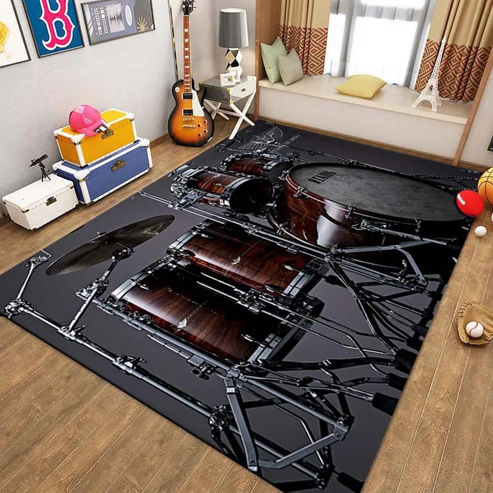 Decorar Habitacion Alfombras Oficina De La Sala Impresa En 3D Alfombras Habitacion Infantil Instrumento Musical De Batería Para Amantes De La Música. Alfombra Casa Alfombras Para Terrazas Alf -4V7Q0E1