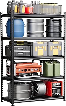GlowSol 5-Tier Metal Shelving Unit for Garage, 36" W x 72" H, 3800 lbs Capacity, Powder-Coated Steel, 770 Lbs Per Shelf, Heavy Duty Adjustable Storage Rack for Tools, Tires & Equipment