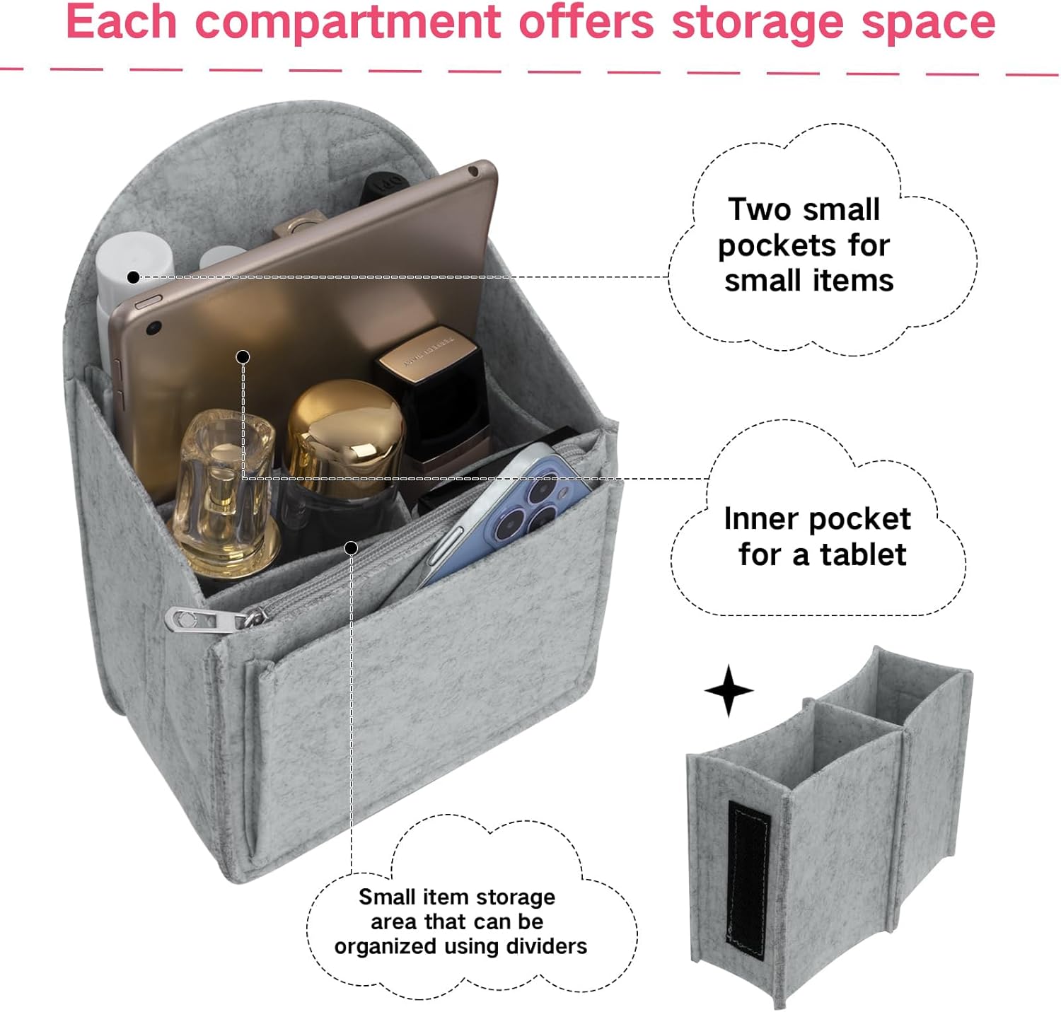 Felt Backpack Organiser Mini Backpack Organizer Insert Small Bag Divider for Rucksack Purse Lightweight Nylon Shoulder Bag Organizer Insert Color-B S - Image 4