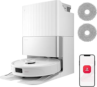 roborock Qrevo Master Set Aspirateur Robot avec FlexiArm Brosse & Serpillière pour Couverture des Coins, Aspirateur Laveur avec Deux Serpillière & Brosse DuoRoller Soutien 10000Pa, Détecter de Saleté