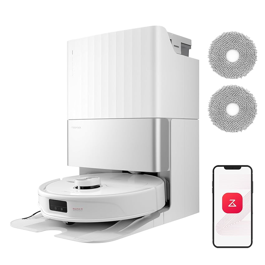 roborock Qrevo Master Set Robot Aspirapolvere con Funzione Mopping&Mop Sollevabile, Design FlexiArm, Potenza di Aspirazione HyperForce® di 10.000 Pa, Rilevamento dello Sporco, Bianco