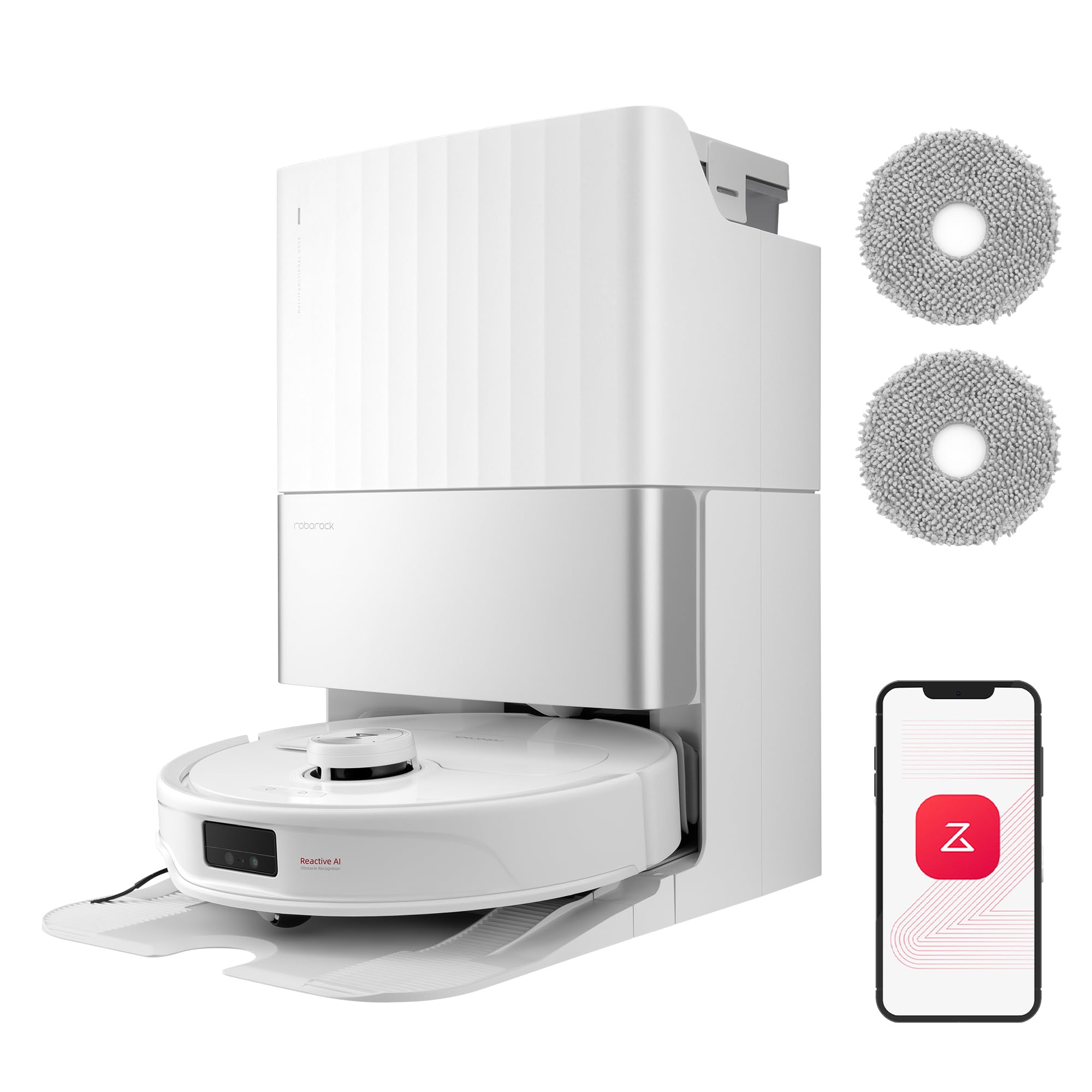 roborock Qrevo Master Set Robot Aspirapolvere con Funzione Mopping&Mop Sollevabile, Design FlexiArm, Potenza di Aspirazione HyperForce® di 10.000 Pa, Rilevamento dello Sporco, Bianco