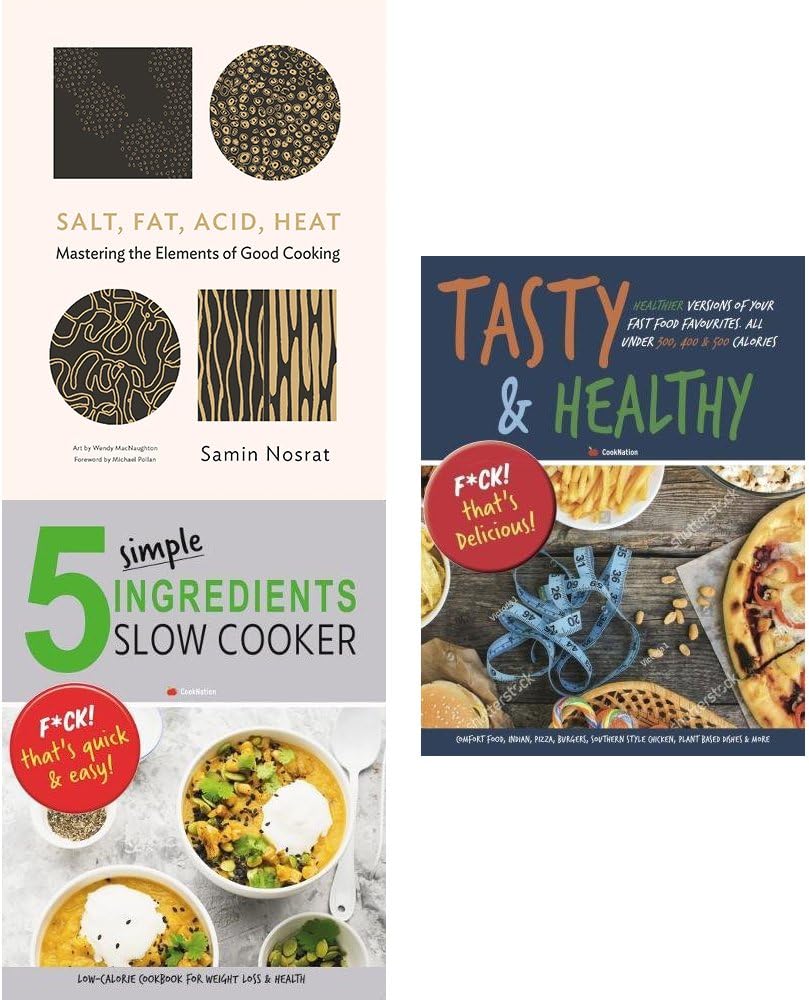 Salt fat acid heat [hardcover], 5 simple ingredients slow cooker and tasty & healthy 3 books collection set