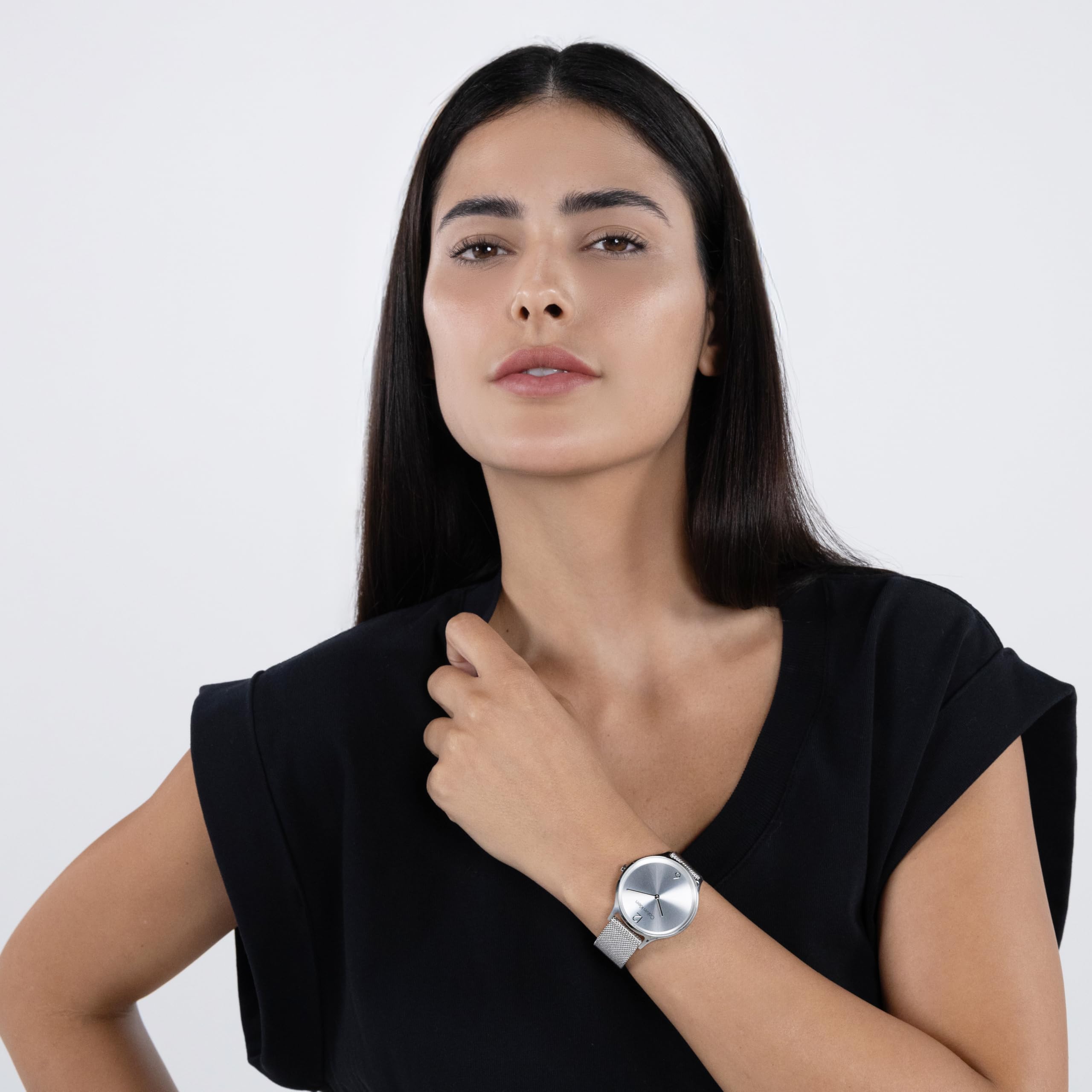 Calvin Klein Orologio Analogico al Quarzo per Donna Collezione Timeless Mesh 38mm con Bracciale in Acciaio Inossidabile a Maglia o in Pelle