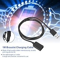 Vista 3 de Cargador de reloj de pulsera, caucho TPE suave cable de carga USB, ligero cargador de reloj inteligente para 4 3.3 ft/3.28 pies, negro