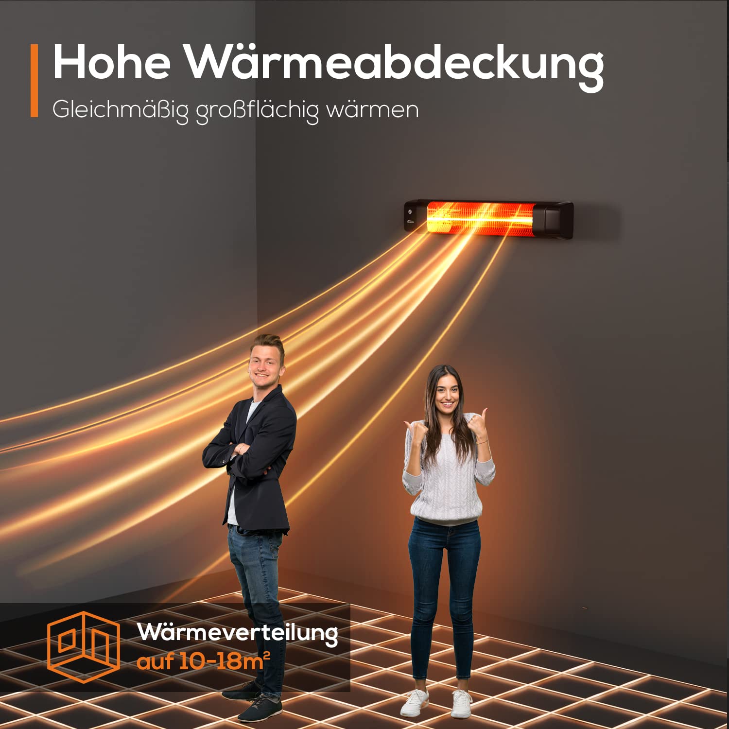 Tronitechnik® Infrarot Heizstrahler mit Fernbedienung Wärmestrahler Terrassenstrahler Innen & Außen Wand-Heizstrahler Standheizer Terrasse-Strahler Terrassen-Heizer mit LED-Anzeige energiesparend